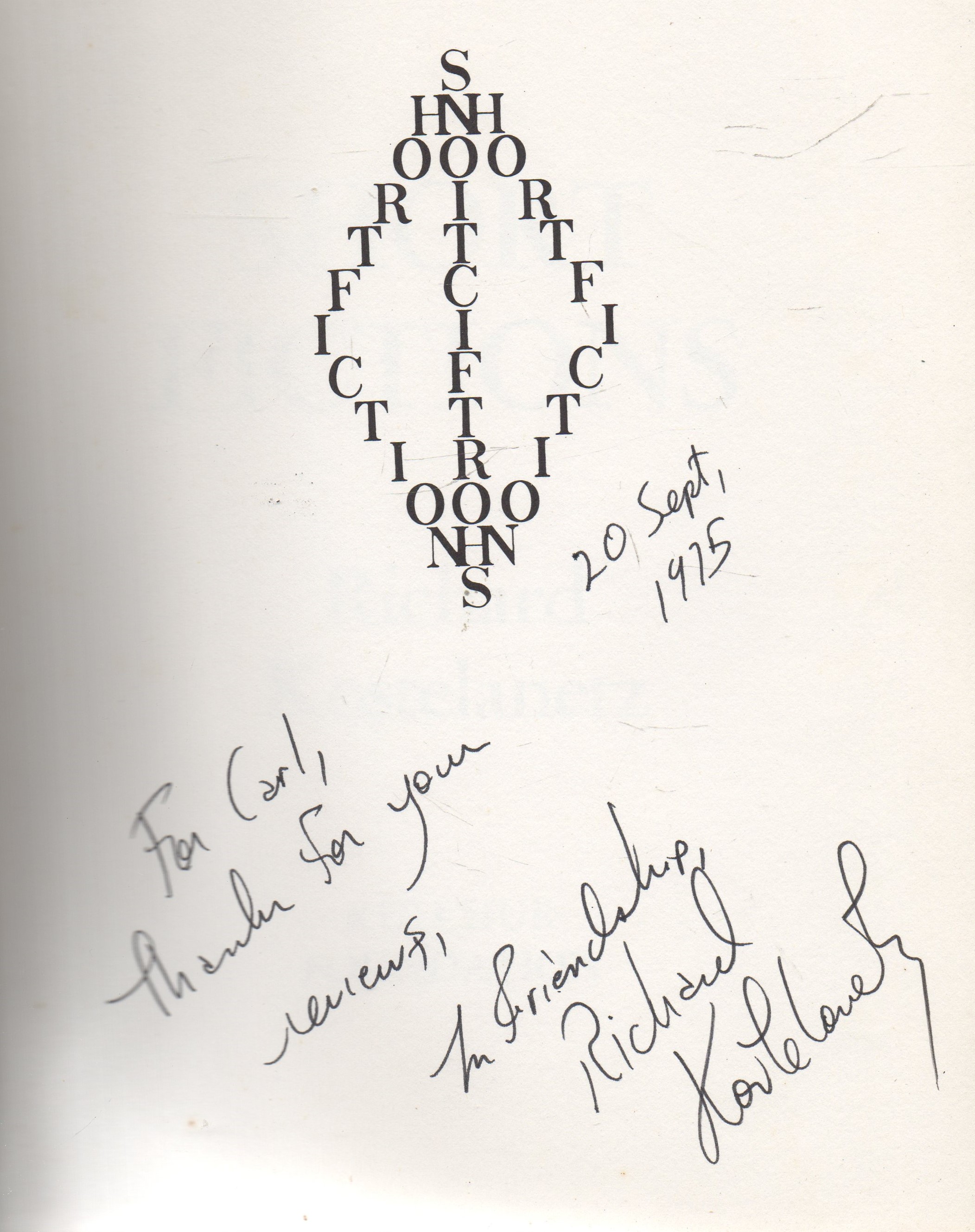 Short Fiction/I Articulations: signed copy